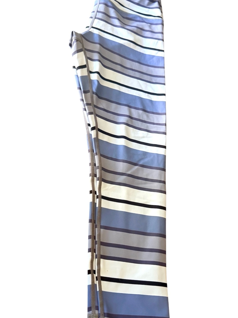 ZYIA Active Striped Leggings in White, Gray, Purple